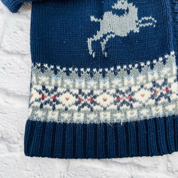 EDDIE BAUER Women's Fair Isle Reindeer Cardigan Zip Sweater Large Dark Blue - Picture 4 of 9